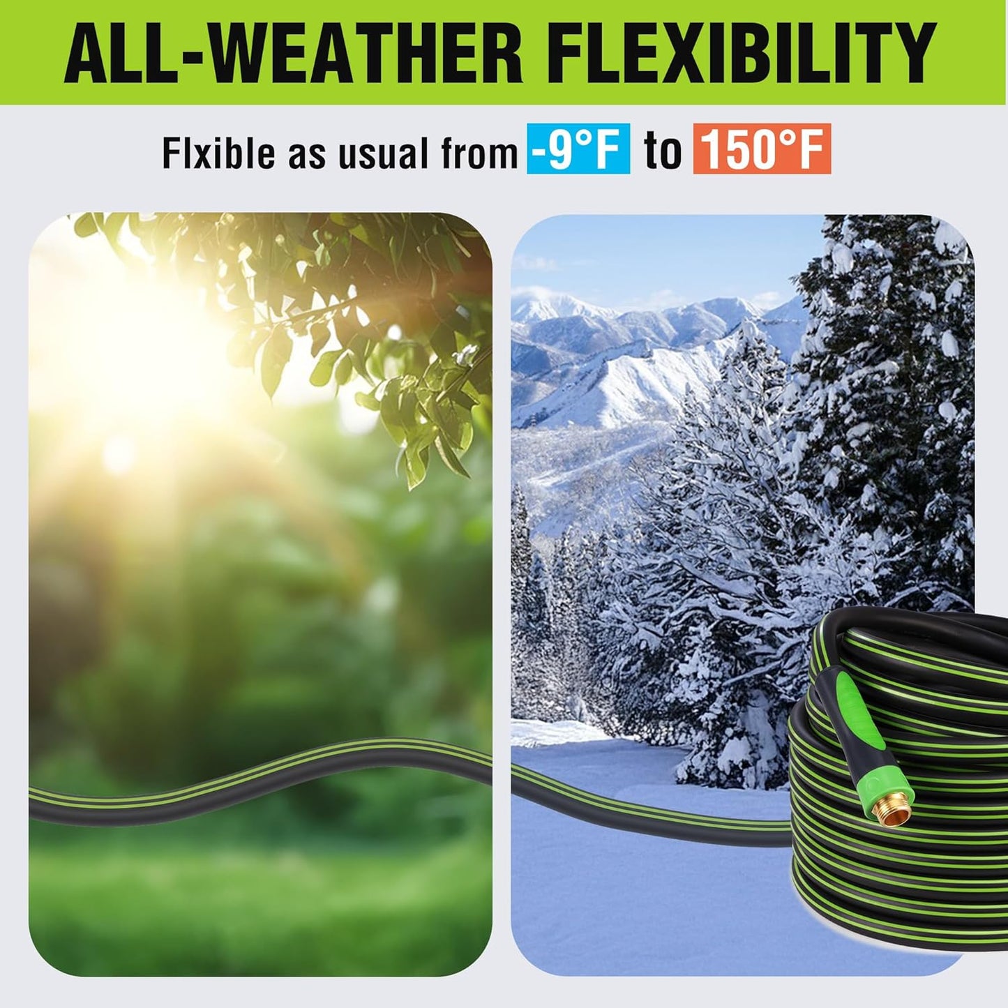 WORKPRO Hybrid Garden Hose 5/8 in.x 100ft, Water Hose Heavy Duty, Flexible, Lightweight Hybrid Rubber Hose with Rotary Handle, 3/4" Solid Brass Fittings, Outdoor Watering Hose for Lawn, Garden & Yard