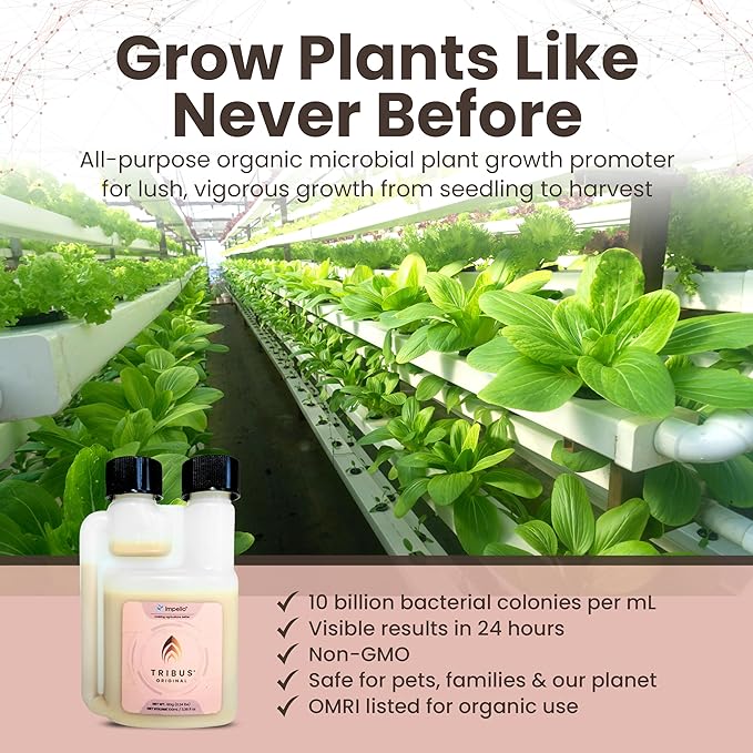 Tribus Organic Microbial Inoculant β Root Booster for Plants, Increases Plant Yield, Root Growth, Flower & Fruit Quality. Bloom Booster. Visible Root Growth in 24Hrs. Liquid Color May Vary. 3.38 oz