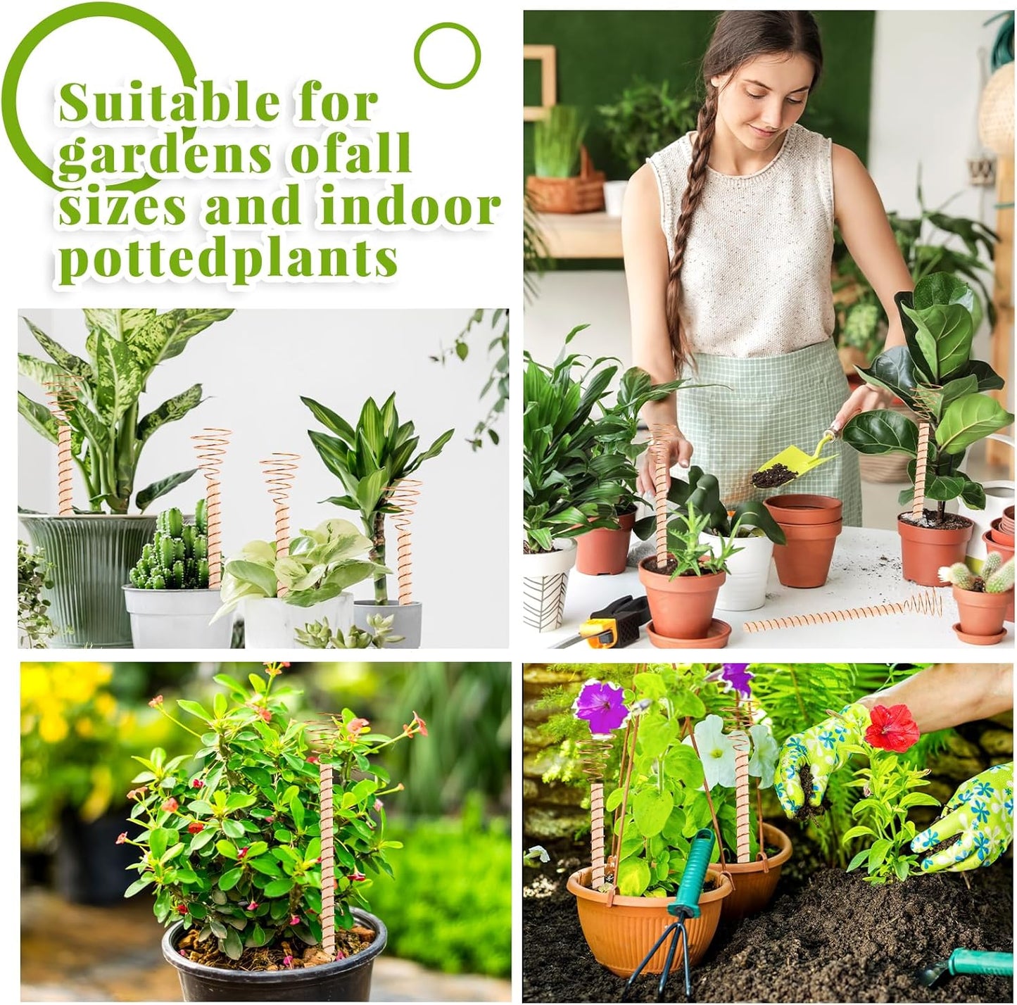 NACHLYNN 6 Pack Electroculture Plant Stakes Pure Electro Culture Gardening Soft Copper Wire Long Copper Garden Stakes for Gardening Growing Plants and Vegetables