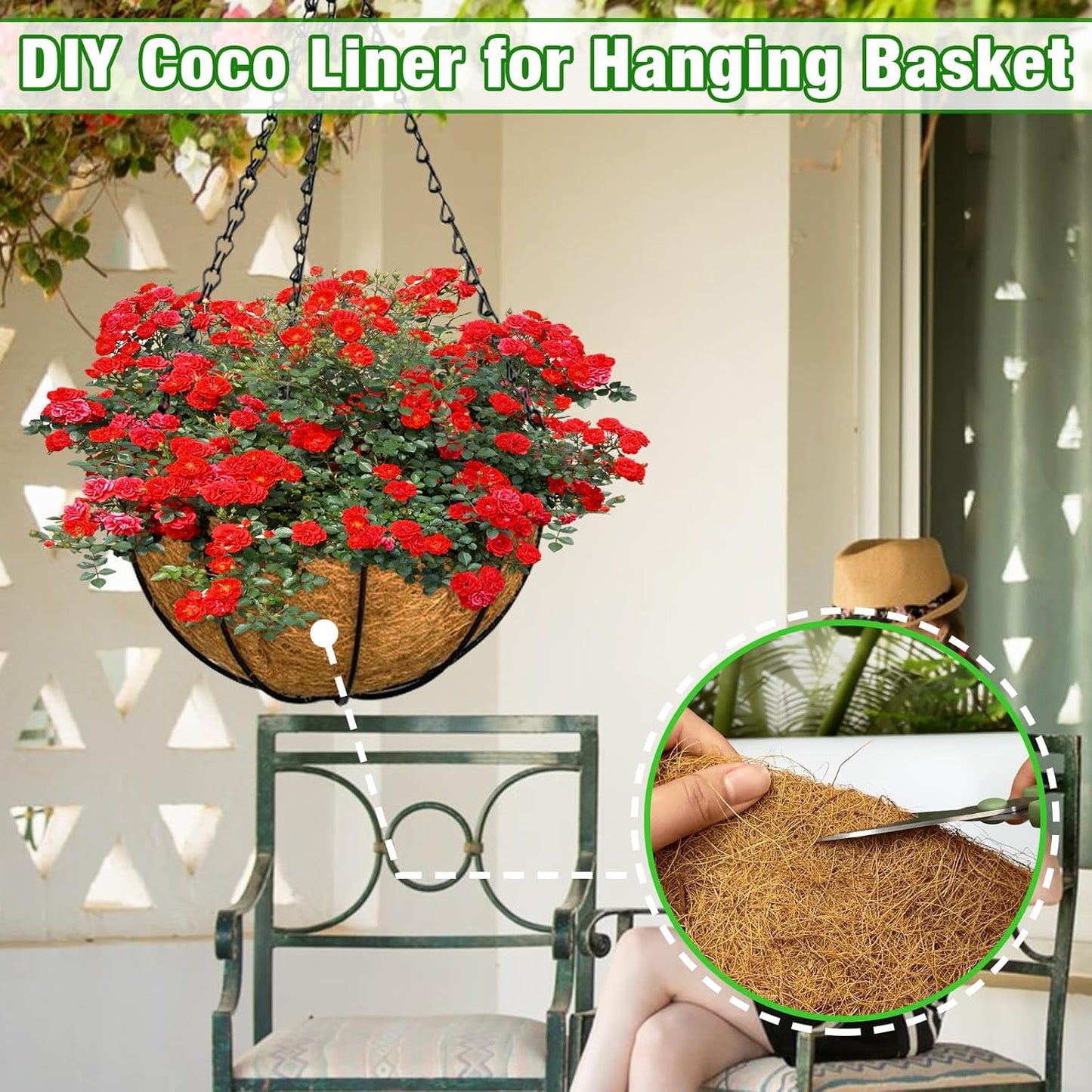 ZeeDix 16 x 80 inches Thickened Coco Liner Roll for Planters- Natural Coconut Flower Basket Liners Coco Coir Mat for Plants Flowers Vegetables Reptiles Carpet