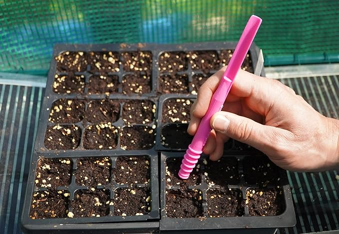Dibby Seed Sowing Garden Tool Dibber Planter Transplanter β Sow Seeds at the Right Depth β Easily Transplant Delicate Seedlings (Dibby XL) Pink
