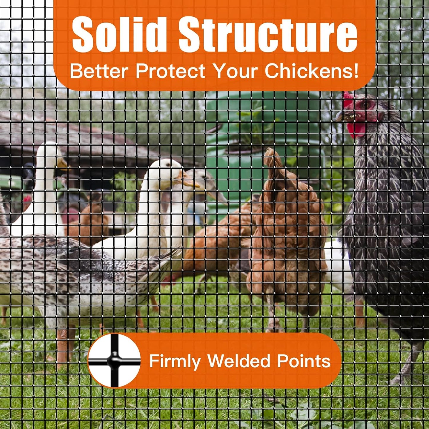 24" x 50' 1/4inch PVC Hardware Cloth Vinyl Coated Chicken Wire Fence Galvanized Welded Mesh Roll for Home Garden Rabbit Cage, Black-PVC
