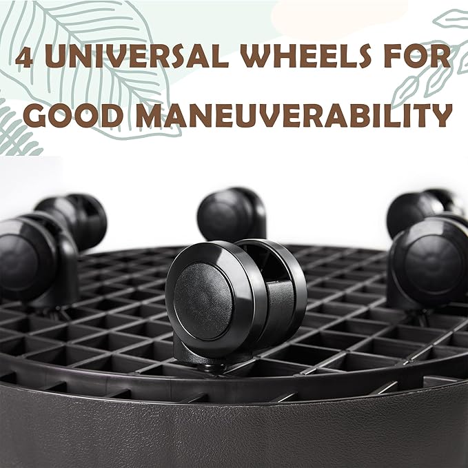 9.8 Inch Planter Caddies Rolling Saucer Caddy with Wheels, Heavy Duty Wheeled Stand for Potted Plant, Round Coaster Roller Base Tray with Casters, Flower Pot Dolly Holder for Indoor Outdoor
