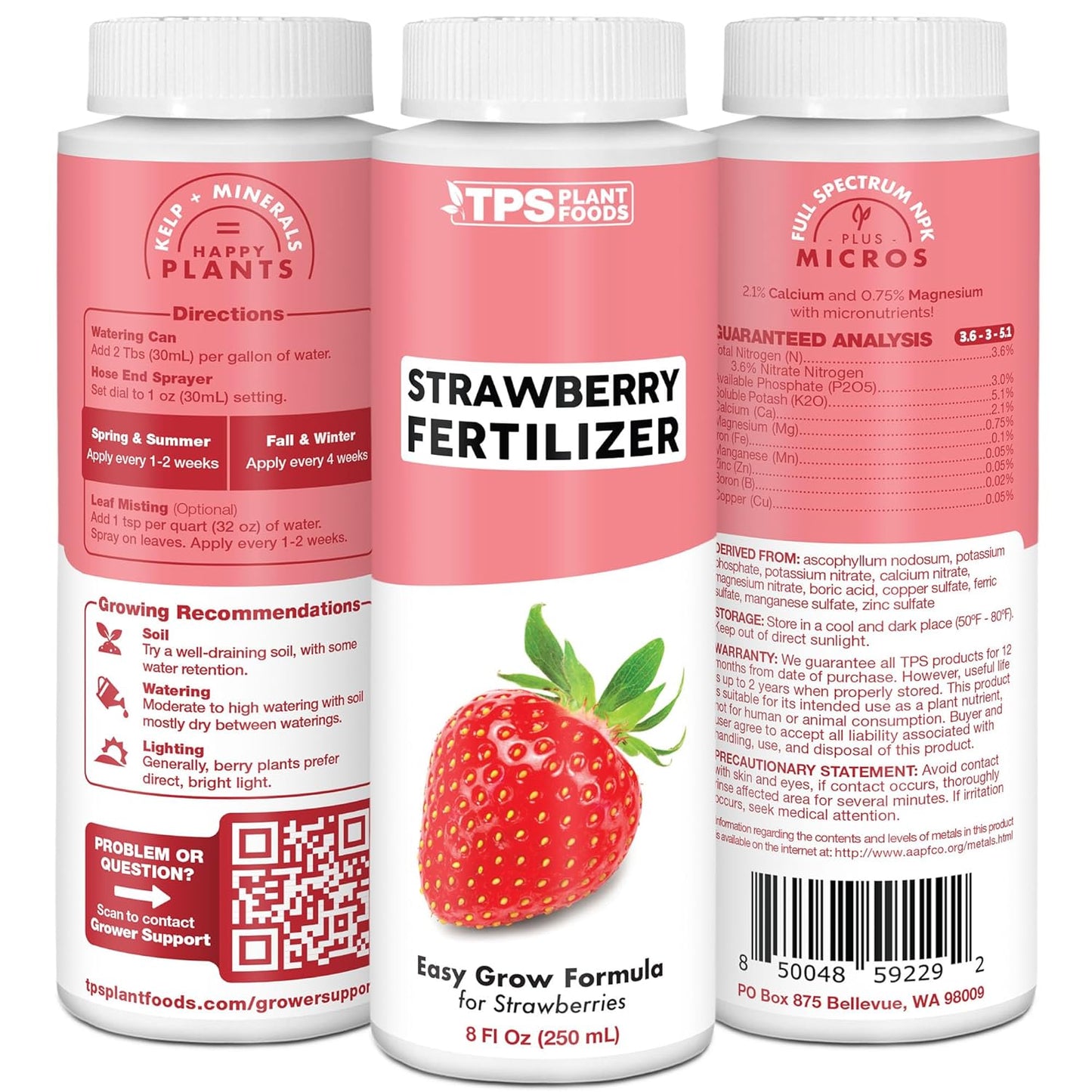 Strawberry Fertilizer for Fruit and Berry Gardens, Liquid Plant Food, 1 Gallon (128 oz)