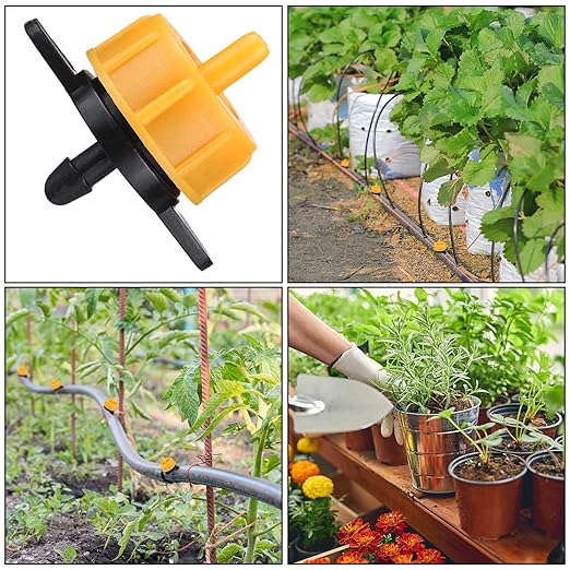 50 Pcs Drip Irrigation Emitters 1/4 Inch 2 GPH Water Tubing Irrigation Tubing Pressure Compensating Dripper Emitters System Drip Tip Constant Flow Heads Parts for Garden Watering Dripper