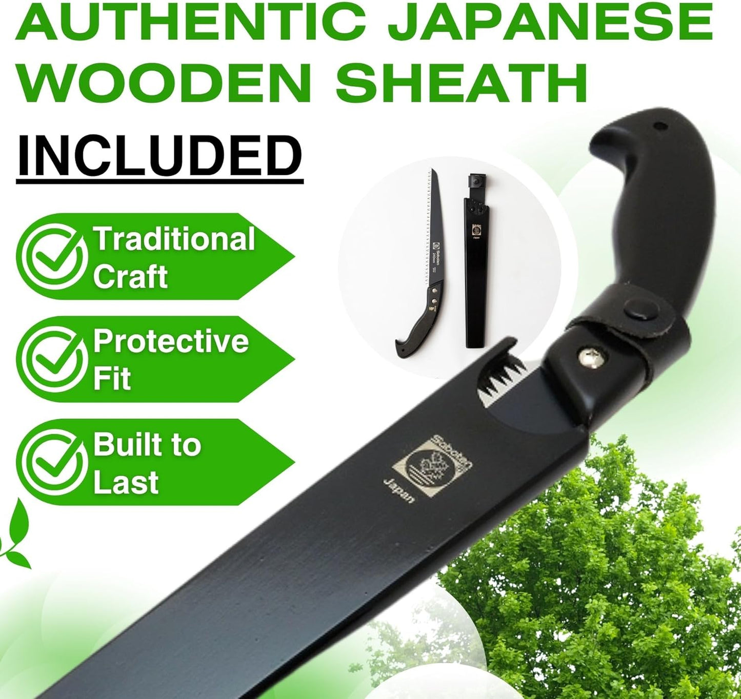Saboten Japan 9.4" Japanese Pruning Saw – Fluorine-Coated High-Carbon Steel Blade, Traditional Wooden Handle, Precision Pull Cut Tool for Branches – forest Originals, Made in Japan