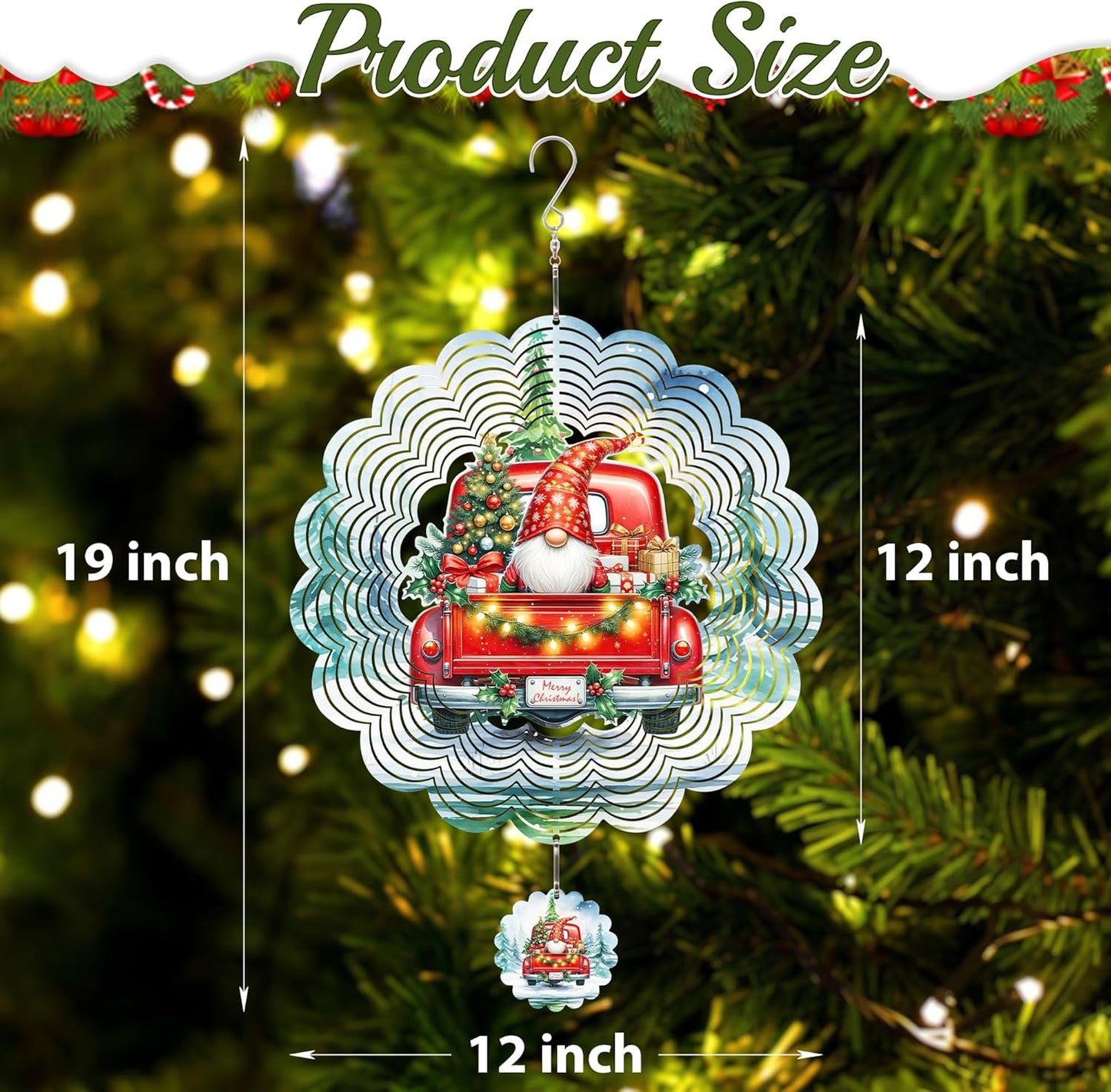 Wind Sculptures 3D Stainless Steel Christmas Decoration Garden Decoration Indoor Outdoor Hanging Ornament Worth Gift 12inch Santa Claus Metal Wind Sculptures