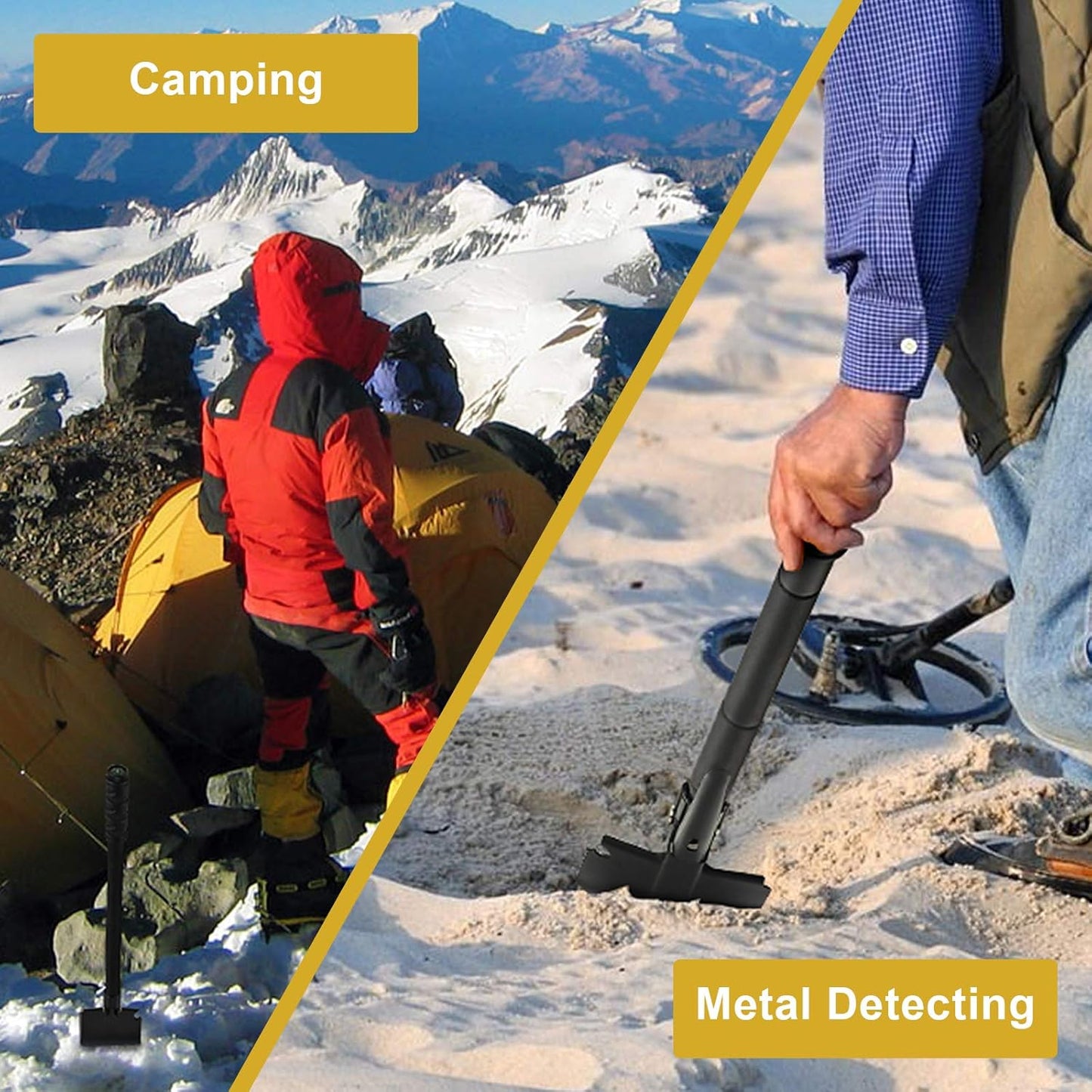 Camping Shovel, (24.21'') Survival Off Road E Tool Folding Shovel with Pickaxe, Portable Bag, High Carbon Steel, for Digging, Backpacking, Hiking, Gardening, Emergency, Outdoor
