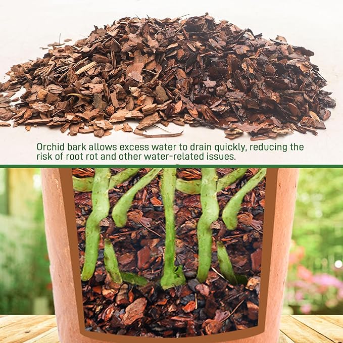 9qt Orchid Bark Horticultural Grade- Natural Mulch for Potted Plants, Root Development of Orchid Plants and Garden Soil Amendment Mix