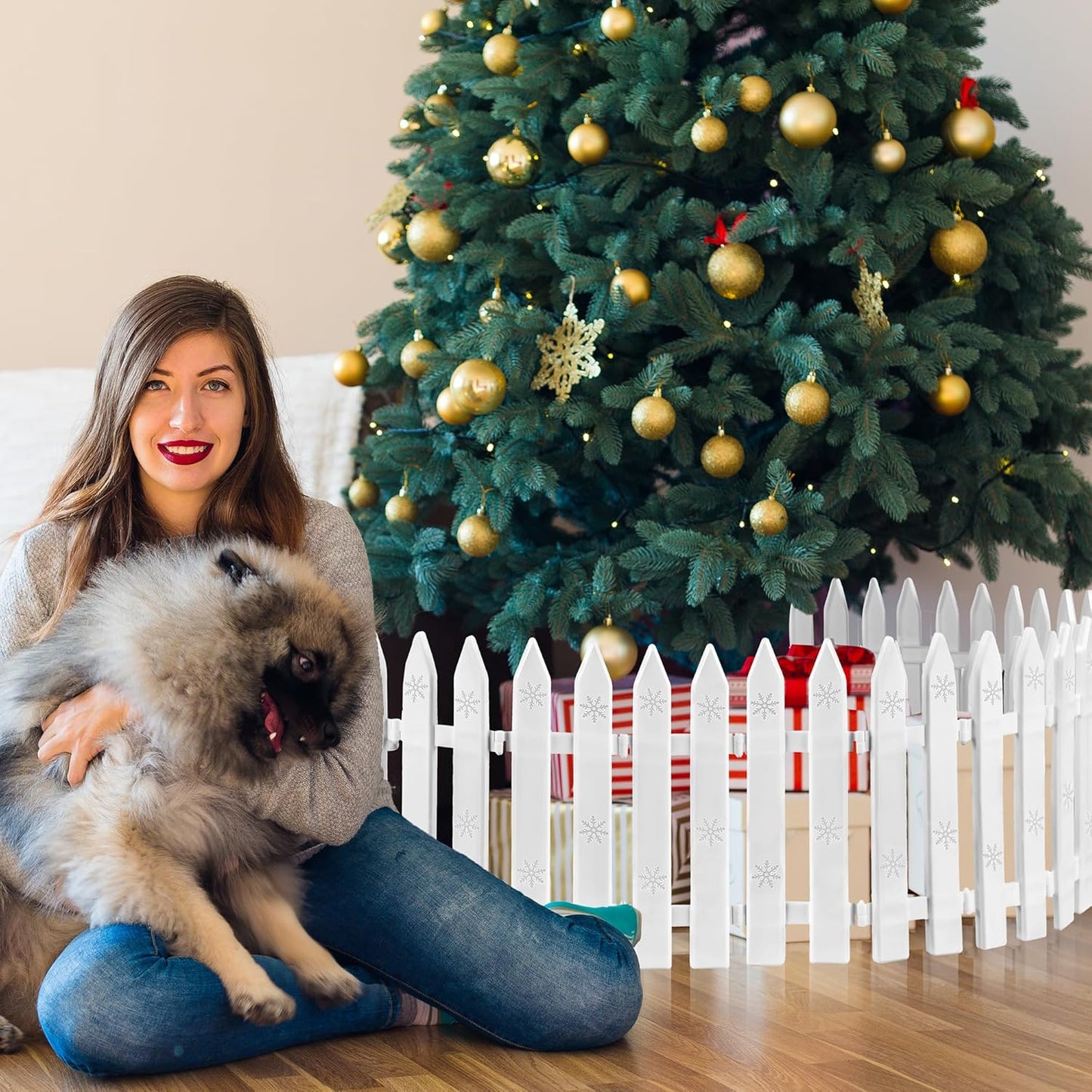 Aodaer 30 Pieces Christmas Tree Fences Plastic Picket Fence 12 Inch Christmas Fence Border Tree Barrier for Christmas Party Wedding Garden Home Fence Decoration, White