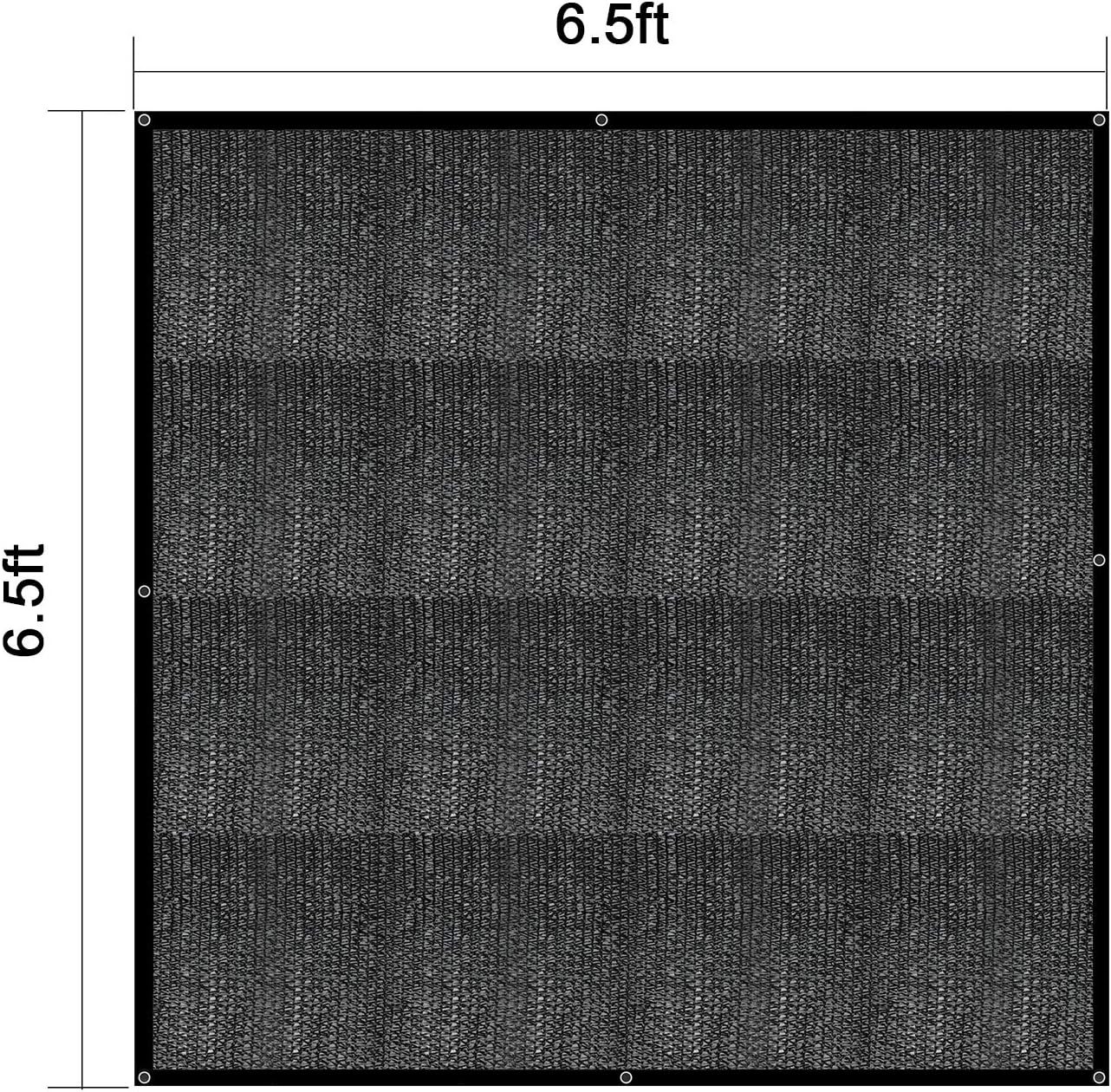 smartelf Garden 70% Shade Cloth,6.5x6.5FT Resistant Sun Shade Net, Black Mesh Tarp with Reinforced Grommets Shade Trap for Outdoor Greenhouse, Patio Plants, Pergola,Included 10pcs 6" Ball Bungee