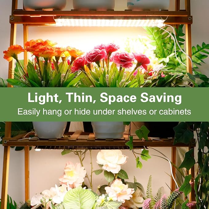 60W Ultra-Thin Panel Full Spectrum Grow Lights, 1152 LEDs Growing Light for Indoor Plants with Daisy Chain Function, Grow Lights for Seed Starting with 4/8/12H Auto On/Off Timer (6pcs)