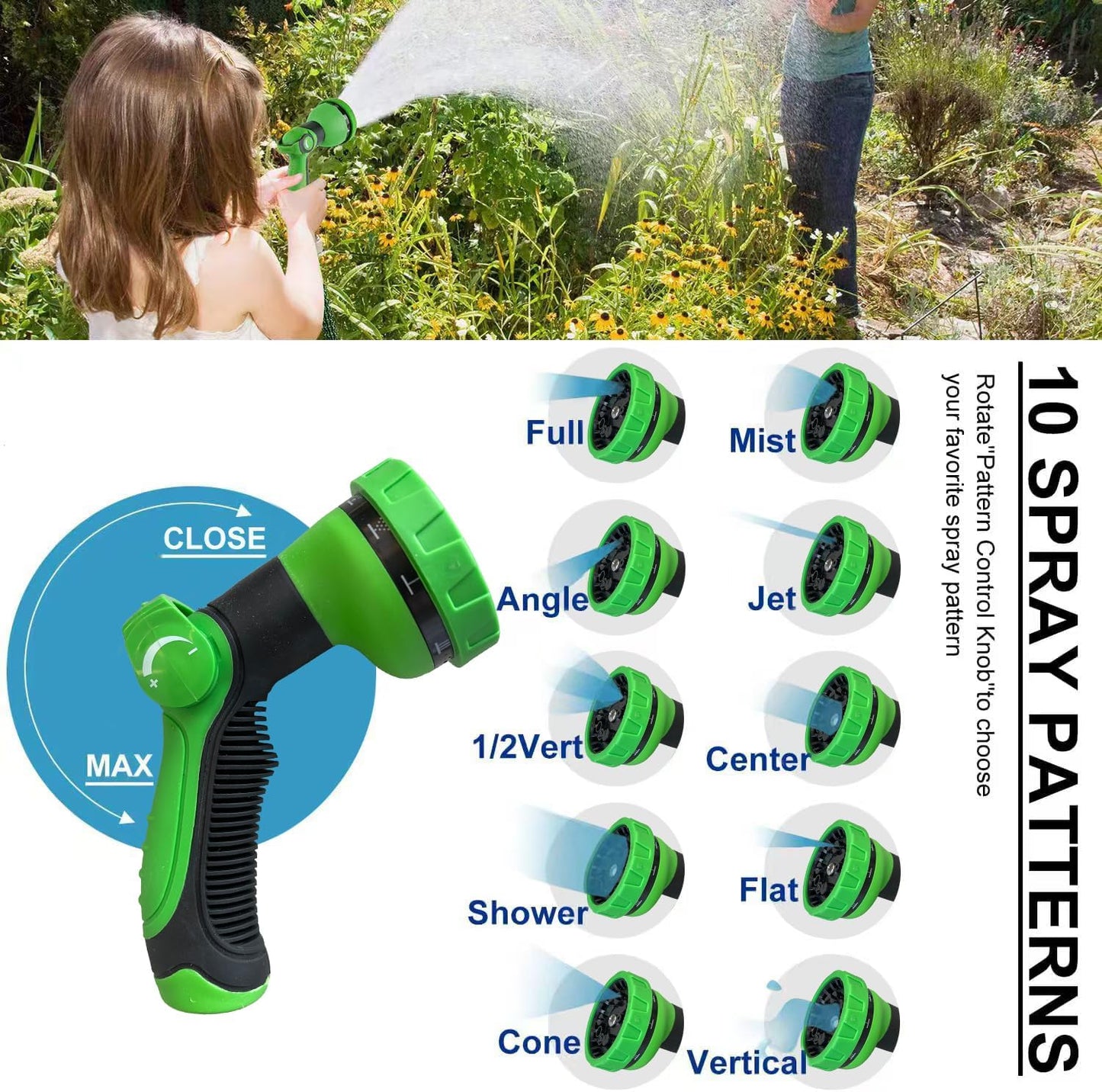 75Ft Metal Garden Hose durable stainless steel Water Hose, flexible, lightweight hose is resistant to kinks and tangles.With 10-way nozzle, strong 3/4” metal fittings, and a Stop Valve.