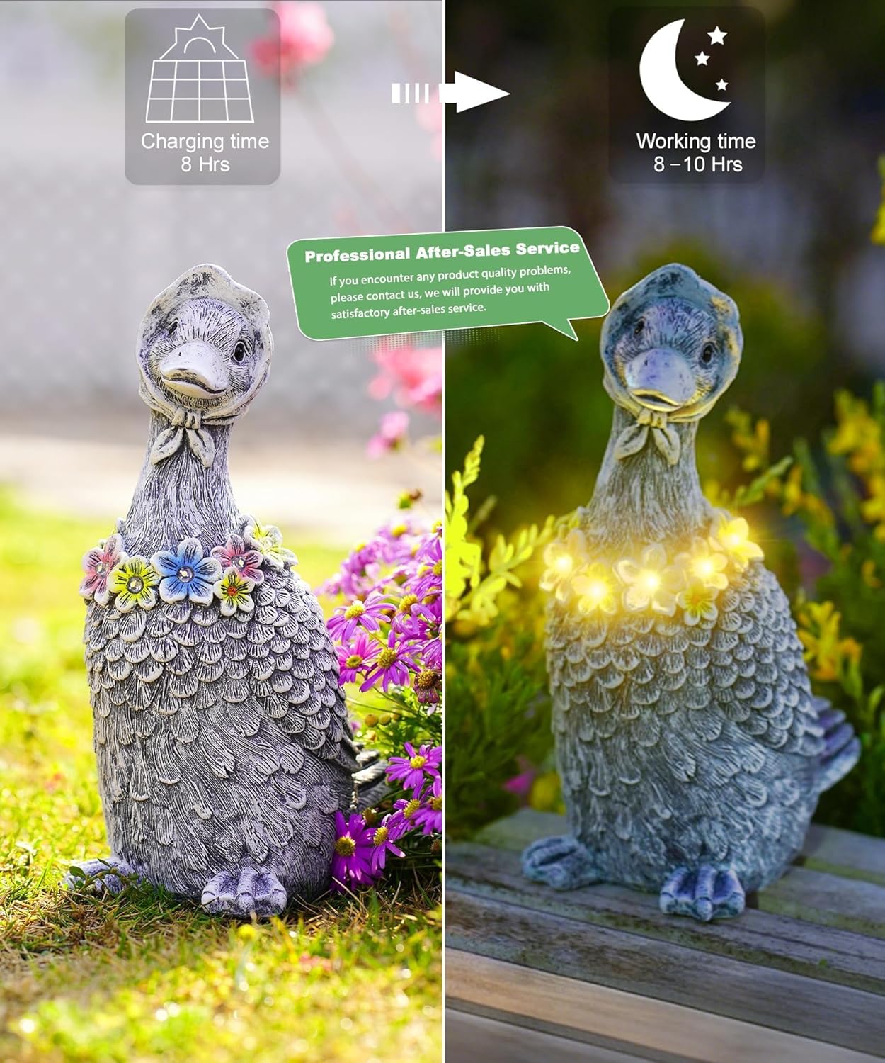 Porch Goose Statues for Garden Decor: Outdoor Sculpture for Lawn Patio Yard Balcony Ornaments - Gifts for Mother Grandma Women(Gray)