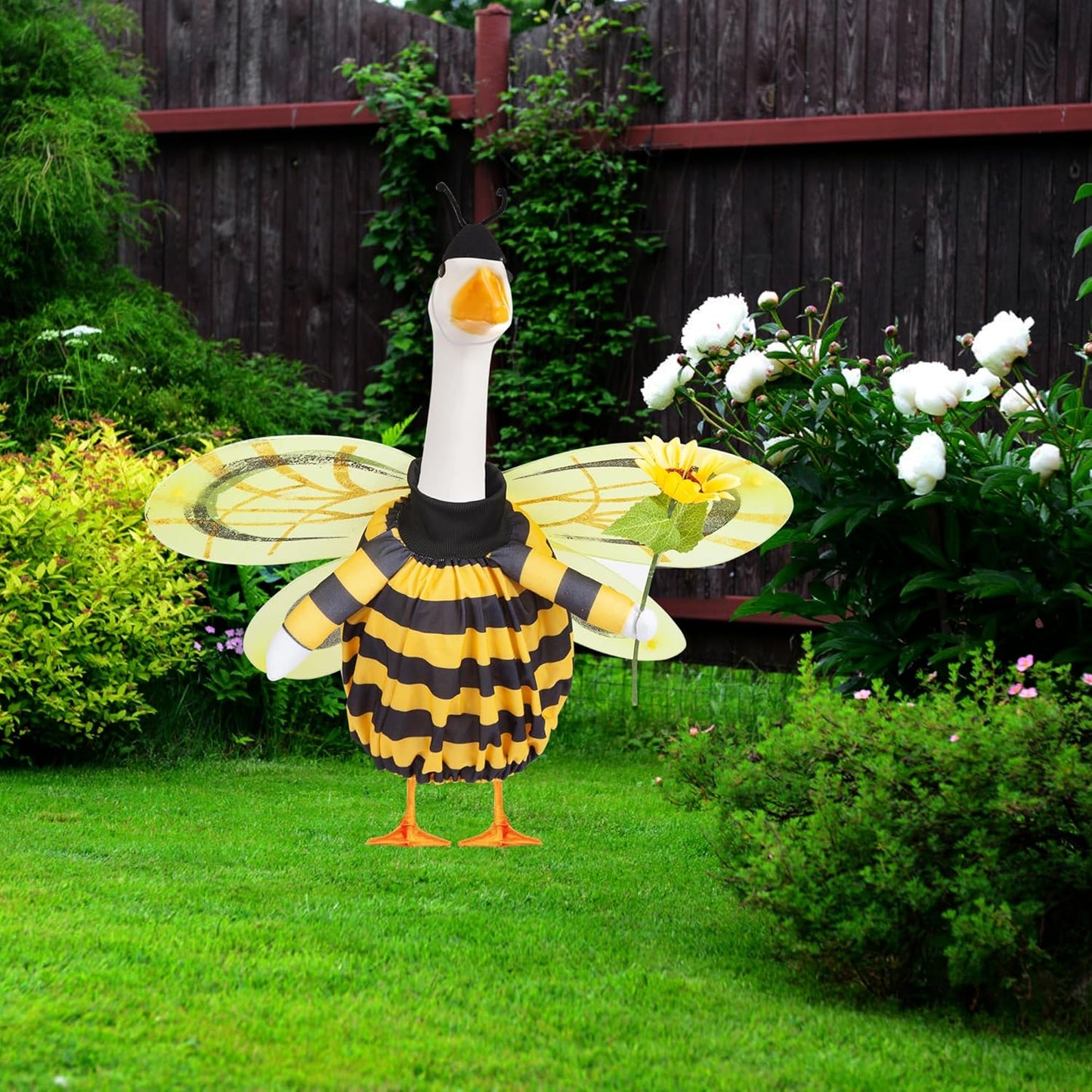 Porch Goose Outfit for 17" & 23" Lawn Goose β Cute Bee Costume with Wings, Skirt & Antennas β Funny Porch Goose Decoration for Garden Statues