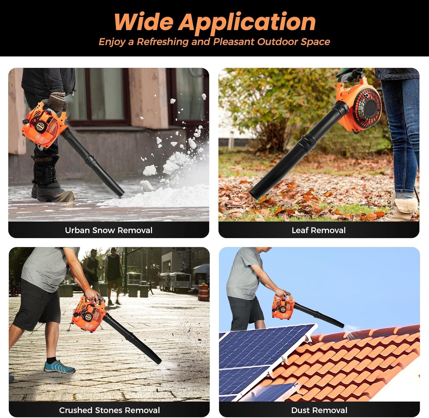 Gas Leaf Blower 25.4cc 2-Cycle Handheld Leaf Blower Gas Powered, Gasoline Blower for Lawn Care Sweeping Fallen Leaves Dust Garbage,4.59ft³/h | US Stock