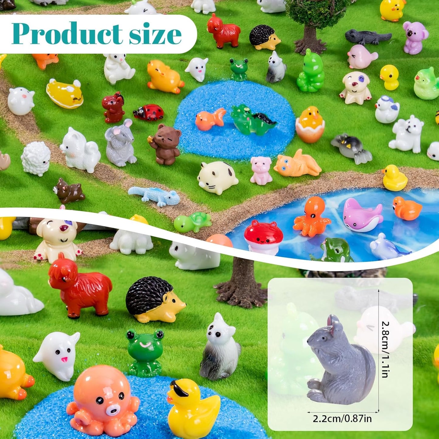 72pcs Mini Resin Animals 72 Styles Variety Tiny Animals Figures Miniature Little Small Animal Figurines Bulk for Micro Fairy Garden Landscape Accessories Hide Crafts Decor Aquarium