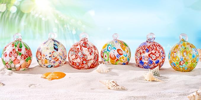 Hand Blown Glass Witch Ball,Glass Ornament Hanging Garden Gazing Ball Indoor Outdoor Home Décor. (5)