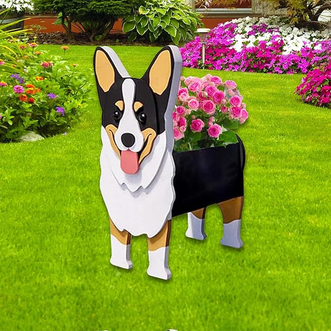 Concepts Welsh Corgi Dog Planter Plant Pots,Cute Garden Dog Flower Planter,Large Dog Planters Birthday Gifts for Women,Office,Indoor/Outdoor Decor(9.84 * 6.77 * 17in)