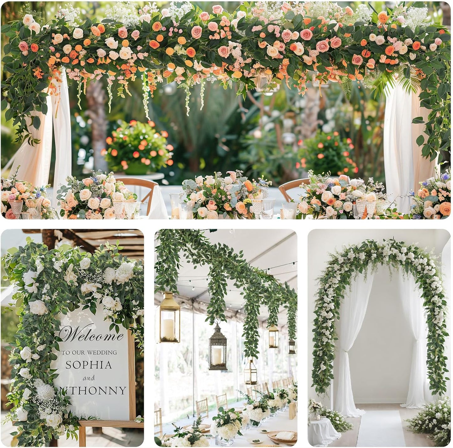 2 Strands Artificial Ficus Vines 79'' Fake Ivy Garland Greenery with Silk Green Leaves Faux Hanging Plants for Bedroom Home Wall Wedding Arch Party Room Decor