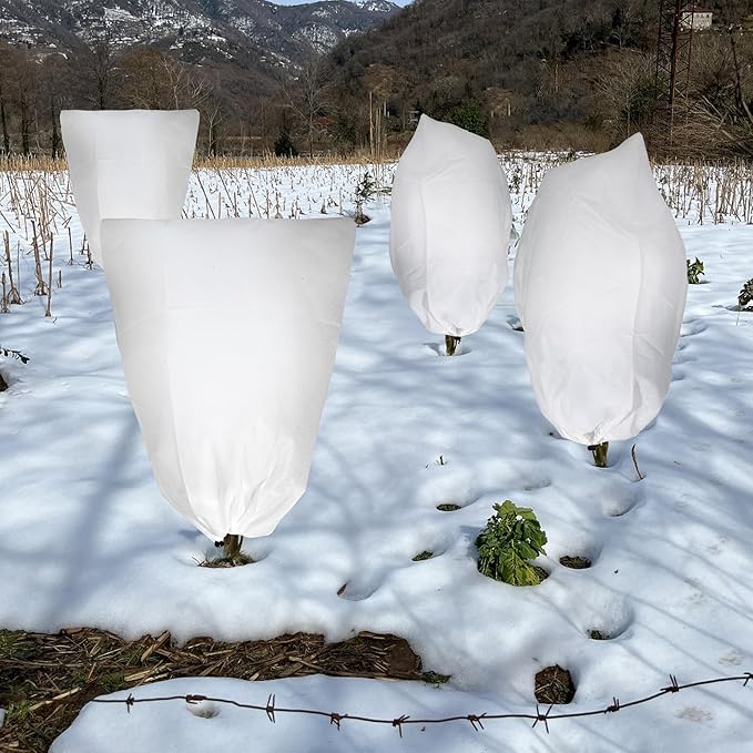8 Pack Plant Covers Freeze Protection for Winter, 47.2"×31.5" Frost Cloths for Outdoor Plants Cold Weather Blankets with Drawstrings