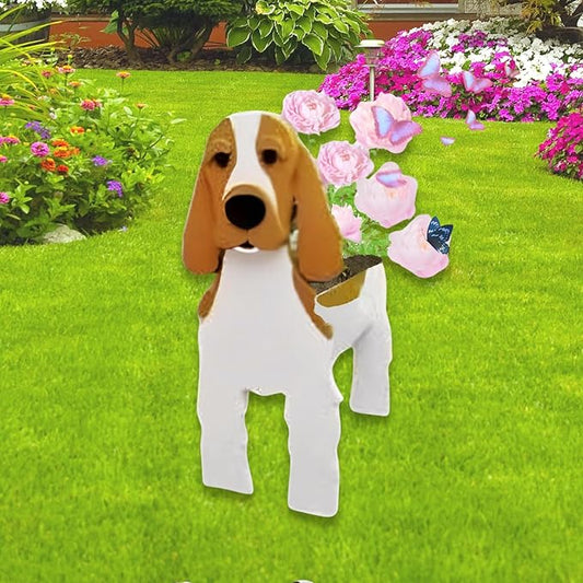 Brown and White Cocker Spaniel Dog Planter Plant Pots,Cute Garden Dog Flower Planter,Dog Planters Birthday Gifts for Women,Office,Indoor/Outdoor Decor(9.45 * 9.17 * 13.39in)