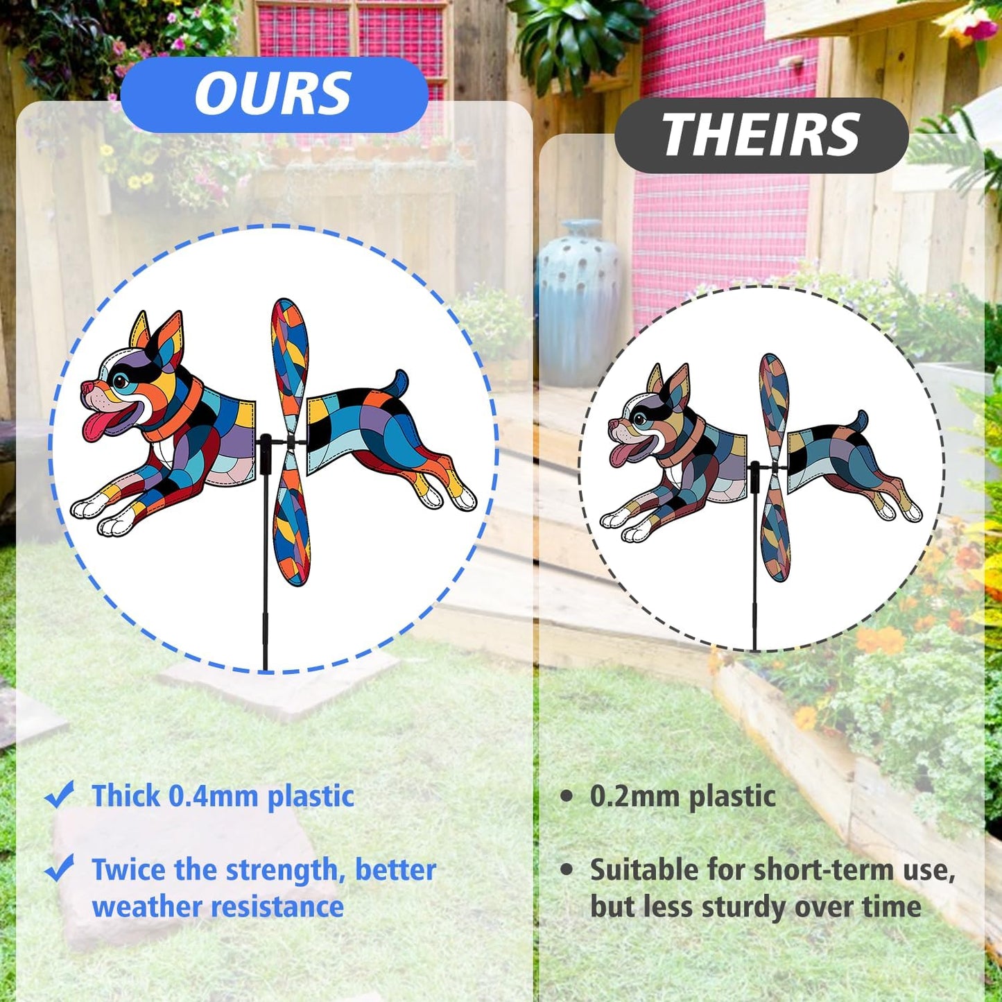 Boston Terrier Petite Spinner Outdoor, Boston Terrier Dog Wind Spinner for Yard and Garden