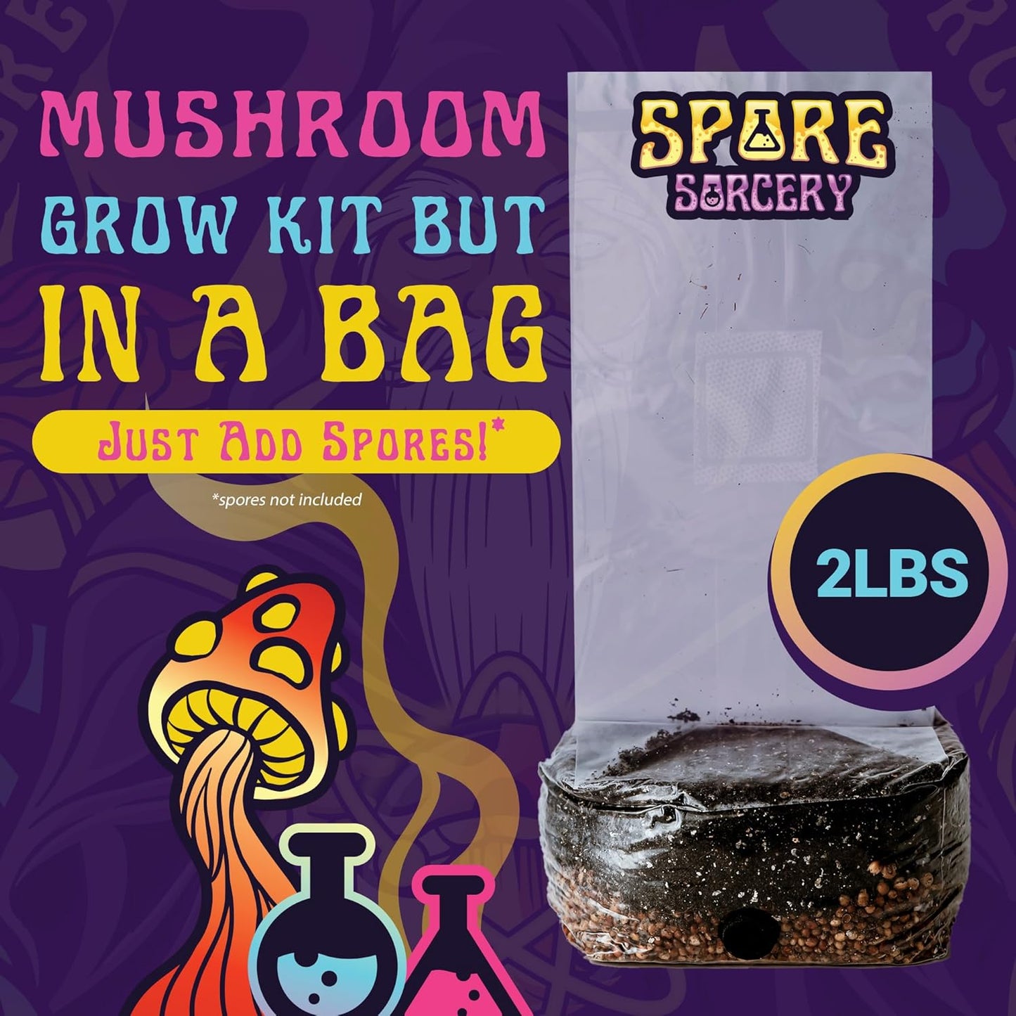 2 LB All-in-One Grow Bag: Up to 16oz of Mushrooms! Nutrient-Enhanced, Injection Port, Just Add Your Own Spores & Grow Like Magic