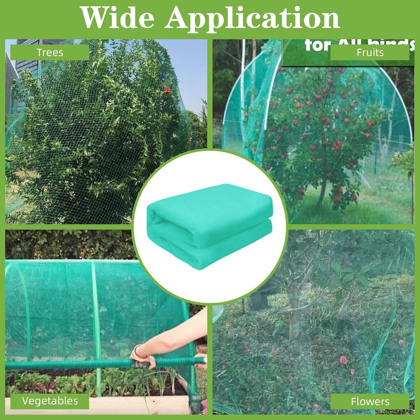 10 x 65FT Garden Mesh Netting, Ultra Fine Mesh Protection Netting Plant Covers Greenhouse Row Cover Raised Bed Screen Barrier Net for Vegetable Fruits Flowers Trees Crops, Green