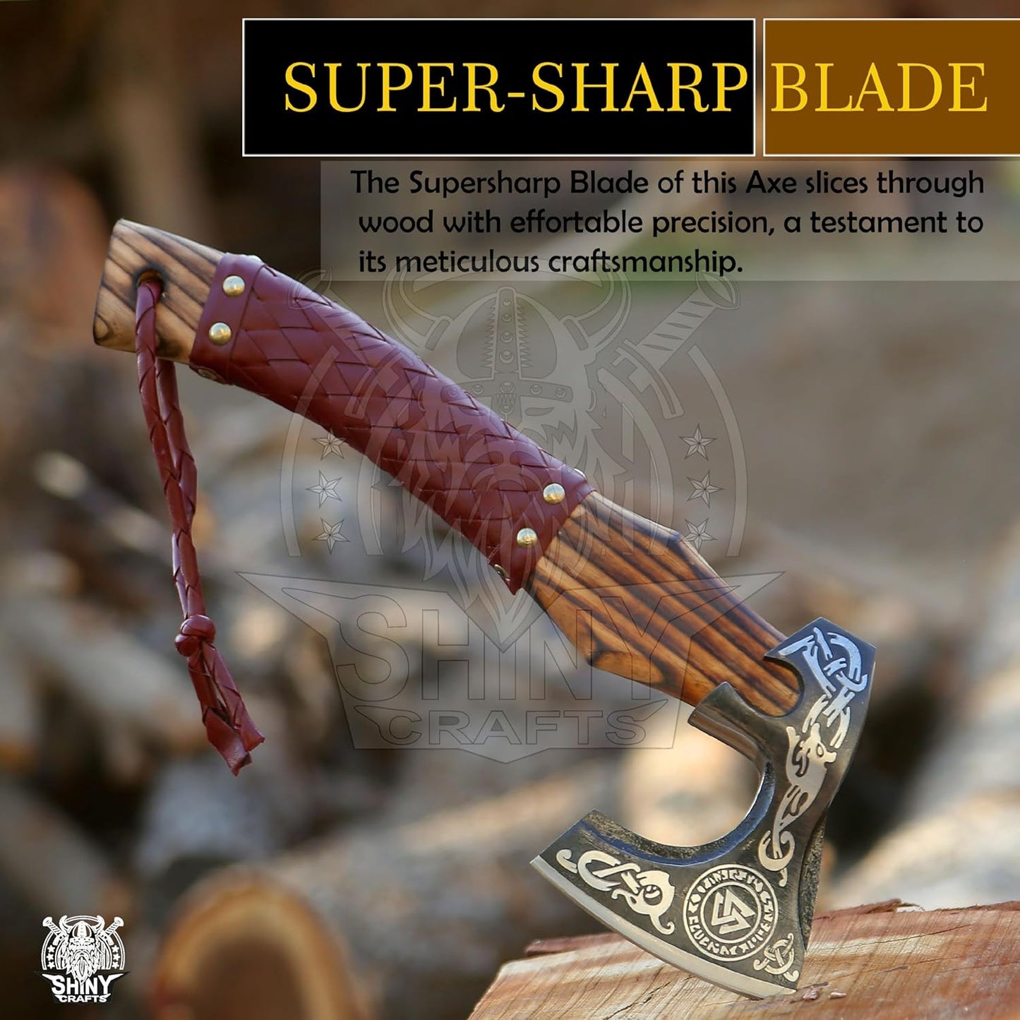SHINY CRAFTS®- Personalized Viking Axe – Best Gift for Husband Decorative Hatchet for Father’s Day, Birthday, Anniversary, or Christmas (SCA-07)