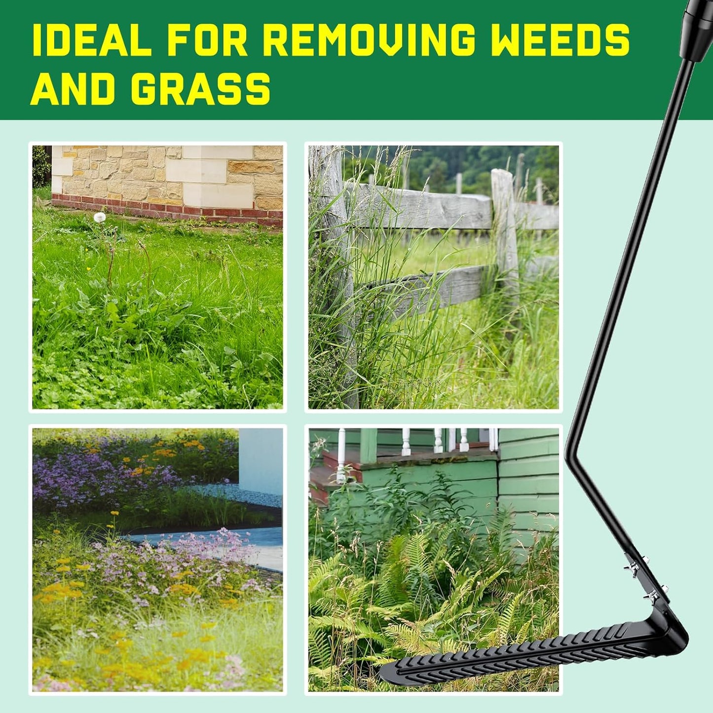 Buzzlett 37" Grass Whip with Double-Edged Serrated Blade, Grass Cutter Hand Tool, Manganese Steel Manual Weed Cutter, Sturdy and Durable, Cut Tall Grass and Overgrown Weeds