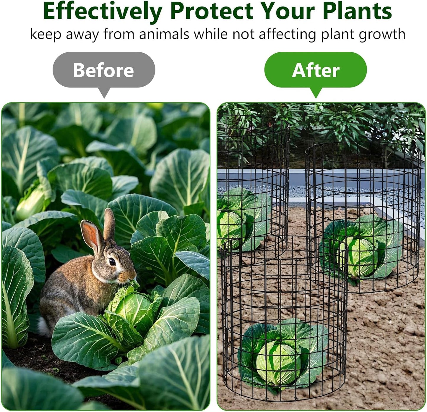 Metal Plant Protector from Animals, 15 Pcs 13'' x 13'' Sturdy Plant Cages with Matching Ground Spikes and Nylon Ties, Keep Animals Out for Plants, Shrubs, Vegetables and Flowers