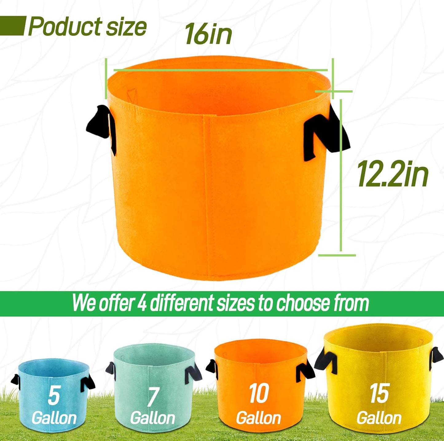 10-Gallon Fabric Grow Bags (7 Pack of Mix Colors) with Handles for Potato Tomato Flower and Vegetables