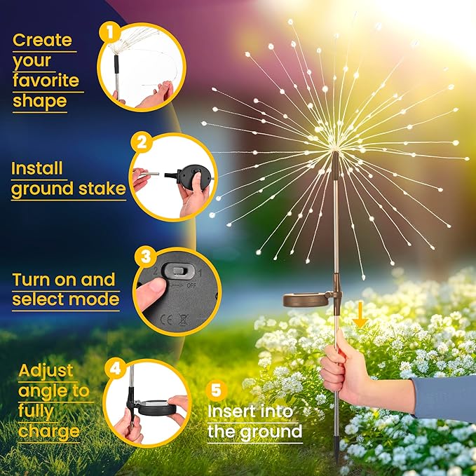 GIGALUMI Garden Outdoor Decor Lights 120LED 6Pack, Solar Garden Lights for Yard Outside Fairy Decorative,Solar Powered for Yard Pathway Flowerbed Planter Balcony Patio Decor(Multicolor)