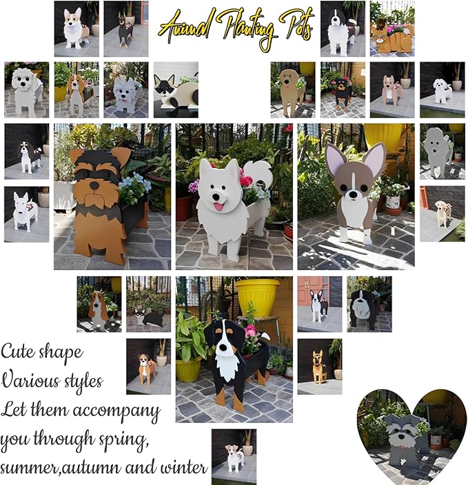 Newfoundland Dog Planter Plant Pots,Cute Garden Dog Flower Planter,Dog Planters Birthday Gifts for Women,Office,Indoor/Outdoor Decor(9.45 * 6.77 * 13.99in)