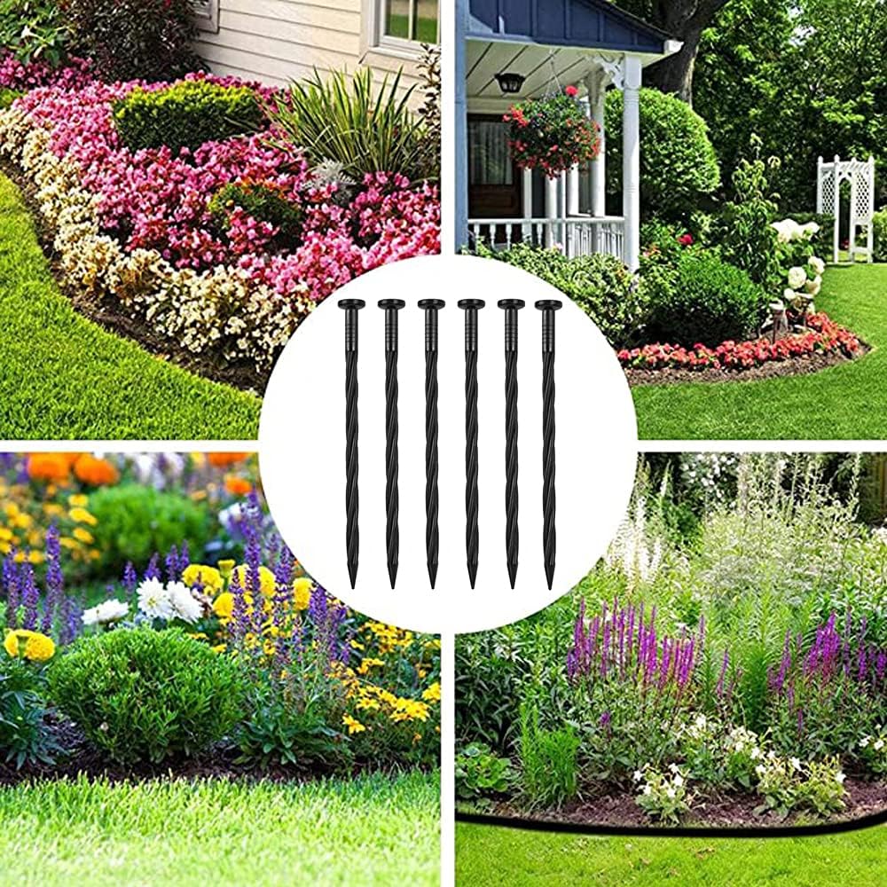 Plastic Landscape Anchoring Spikes 50 Pcs 8 Inch Nylon Spiral Landscape Spikes for Yard, Garden Lawn, Weed Barriers, Artificial Turf, Tent