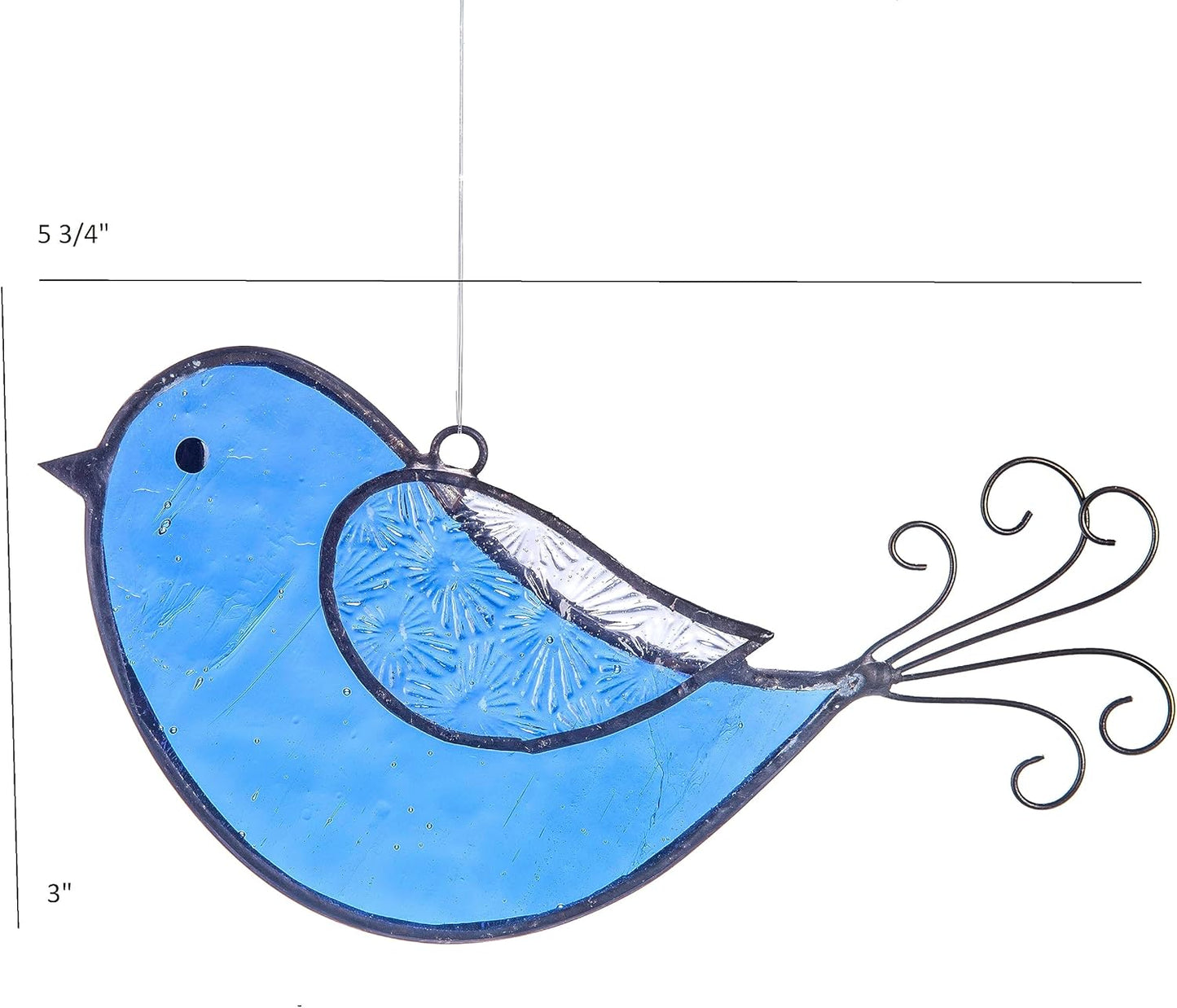 Blue Bird Ornament Sun Catcher Stained Glass Window Display ORN 310-2