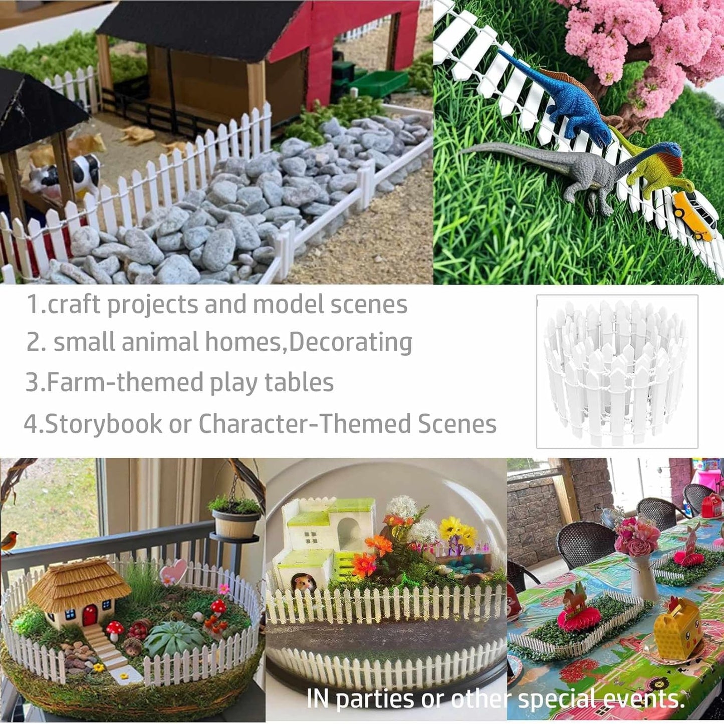 Miniature Fairy Garden Fence 35 Inches,Fairy Garden Accessories Outdoor Wood Picket Fence,DIY Flowerpot Decoration DIY Wood Picket Fence, Miniature Garden Decoration Mini Ornament for Dollhouse