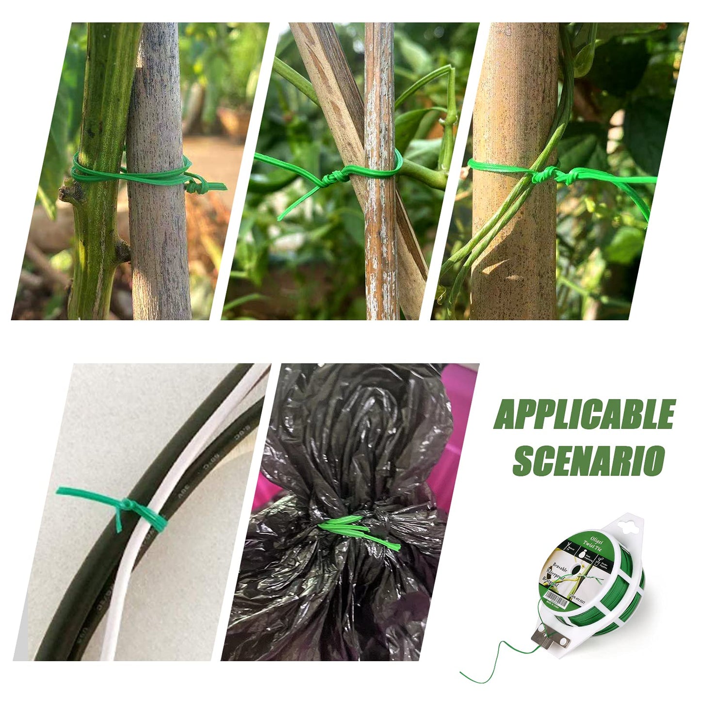 Green Garden Wire, Sturdy Plant Ties for Support with Cutter, 492FT/150m, Indoor, Outdoor, Home and