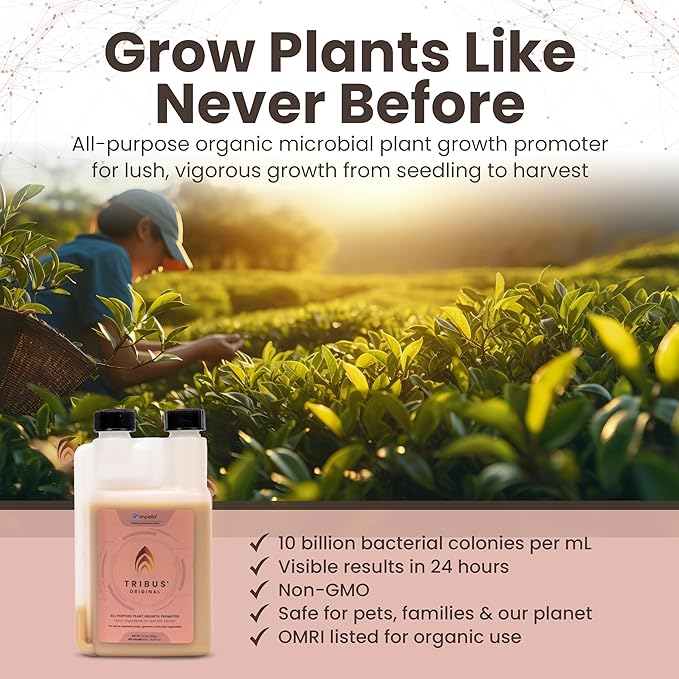 Tribus Organic Microbial Inoculant β Root Booster for Plants, Increases Plant Yield, Root Growth, Flower & Fruit Quality. Bloom Booster. Visible Root Growth in 24Hrs. Liquid Color May Vary. 8.5 oz
