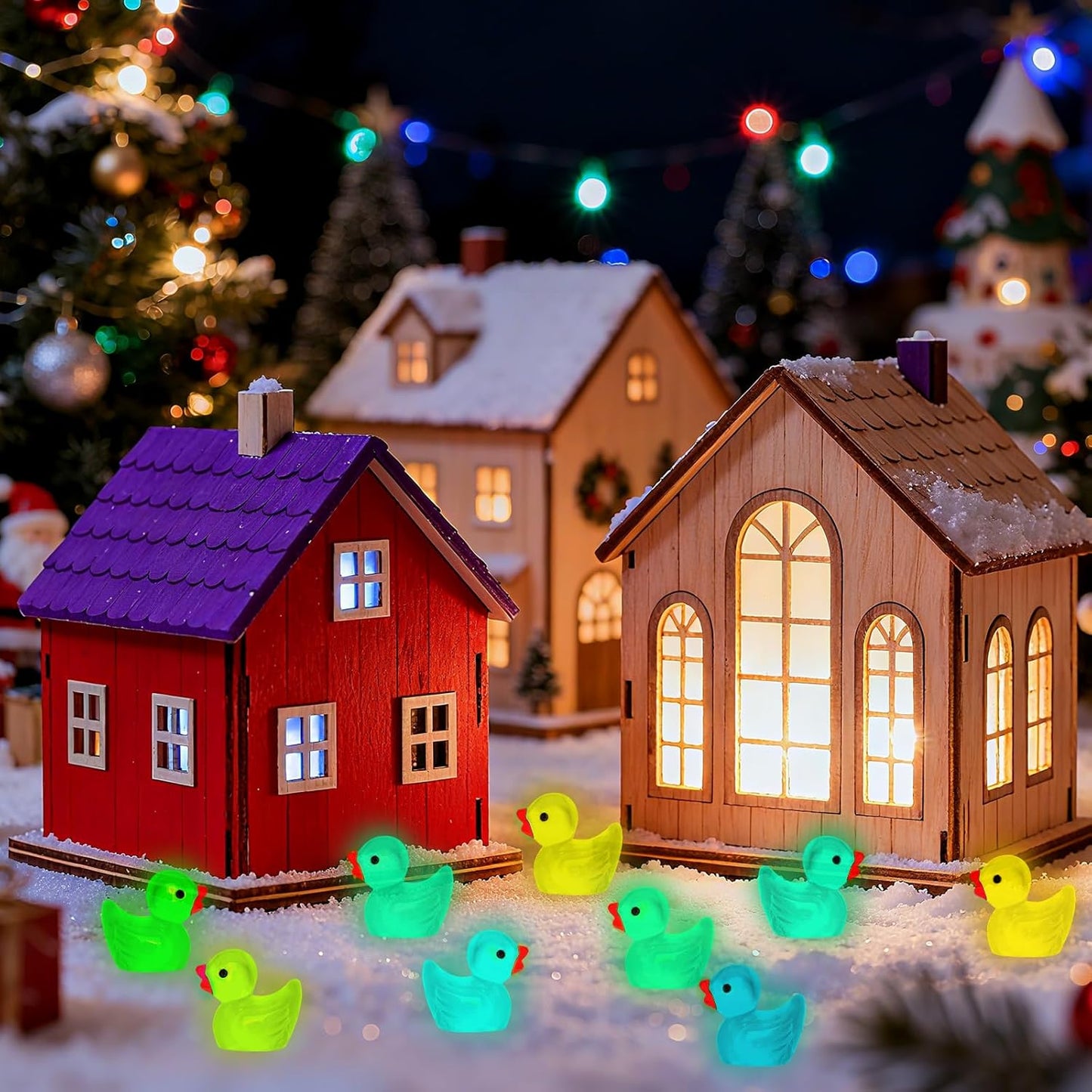 280 pcs Luminous Mini Resin Ducks, Glow in The Dark Tiny Ducks Figures to Hide, Bulk Plastic Duck Miniature for Dollhouse Micro Landscape Aquarium Potted Cake Decor DIY Craft Gifts Party Favors
