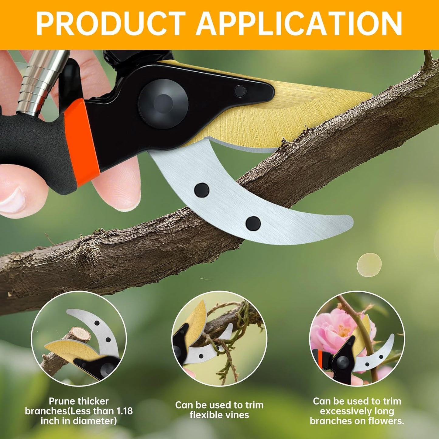 Titanium Bypass Pruning Shears, Rust-Resistant Coated Hand Pruners with Ergonomic Handles, Heavy Duty Garden Hedge Clippers Tools for Bonsai Scissors & Loppers