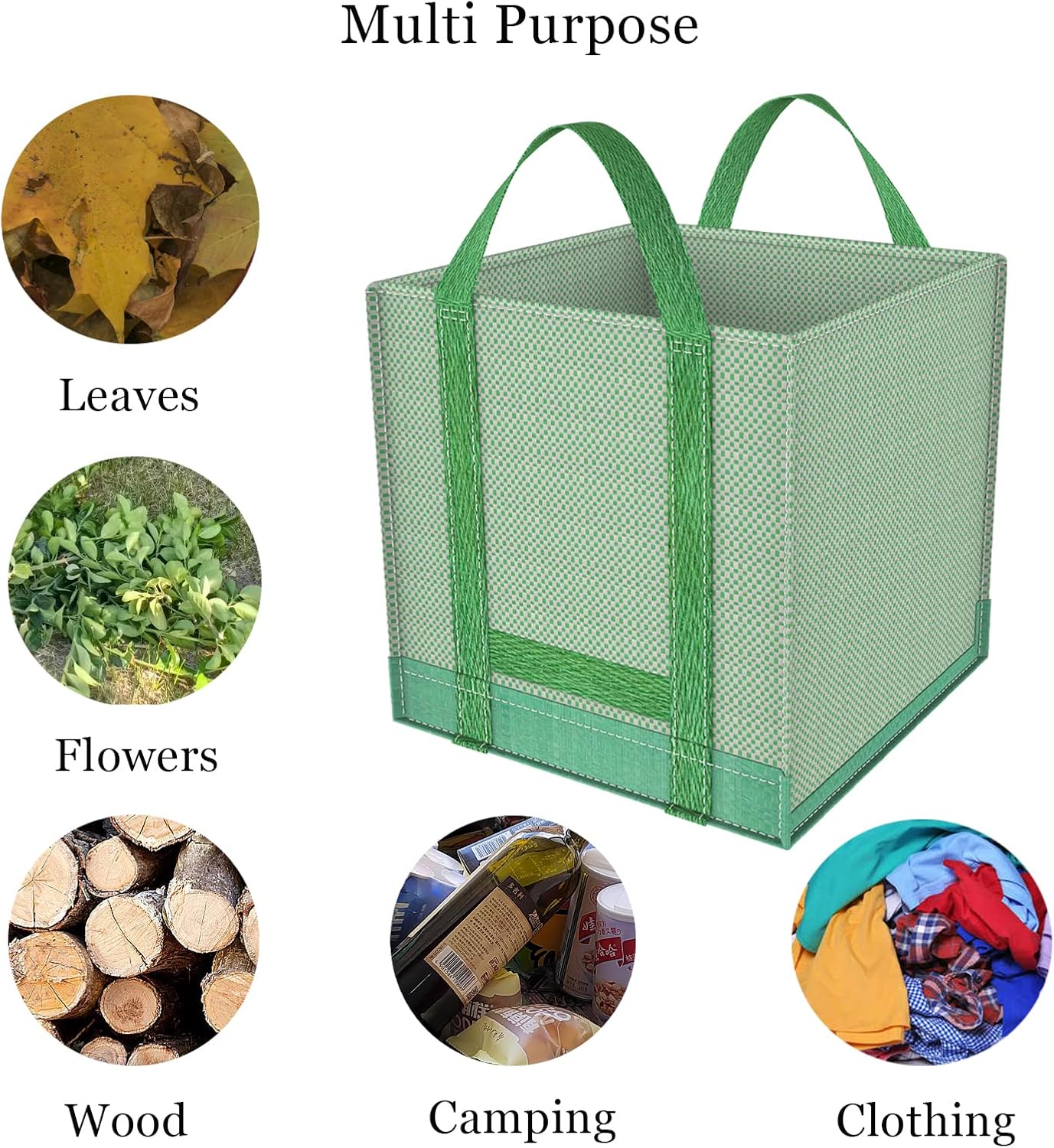 32 Gallons Reusable Garden Waste Bags, Yard Waste Bags, Lawn/Leaf Bags, Heavy Duty Gardening Bags, Integrated Reinforced Handle, Suitable for Collecting Leaves, Pruning Bushes(2-Pack 32Gallons)