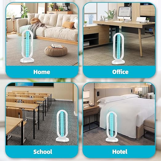 UV Light Sanitizer,UVC Home Disinfection Device 4-Speed Timing and Remote Control,Ultraviolet Light Sanitizer,UV Lamp for Whole Room,White
