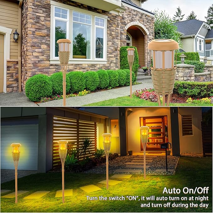 Solar Outdoor Lights, Solar Torch Lights Outdoor Flickering Flame, Outdoor Decorations for Patio Path Yard - 8 Pack