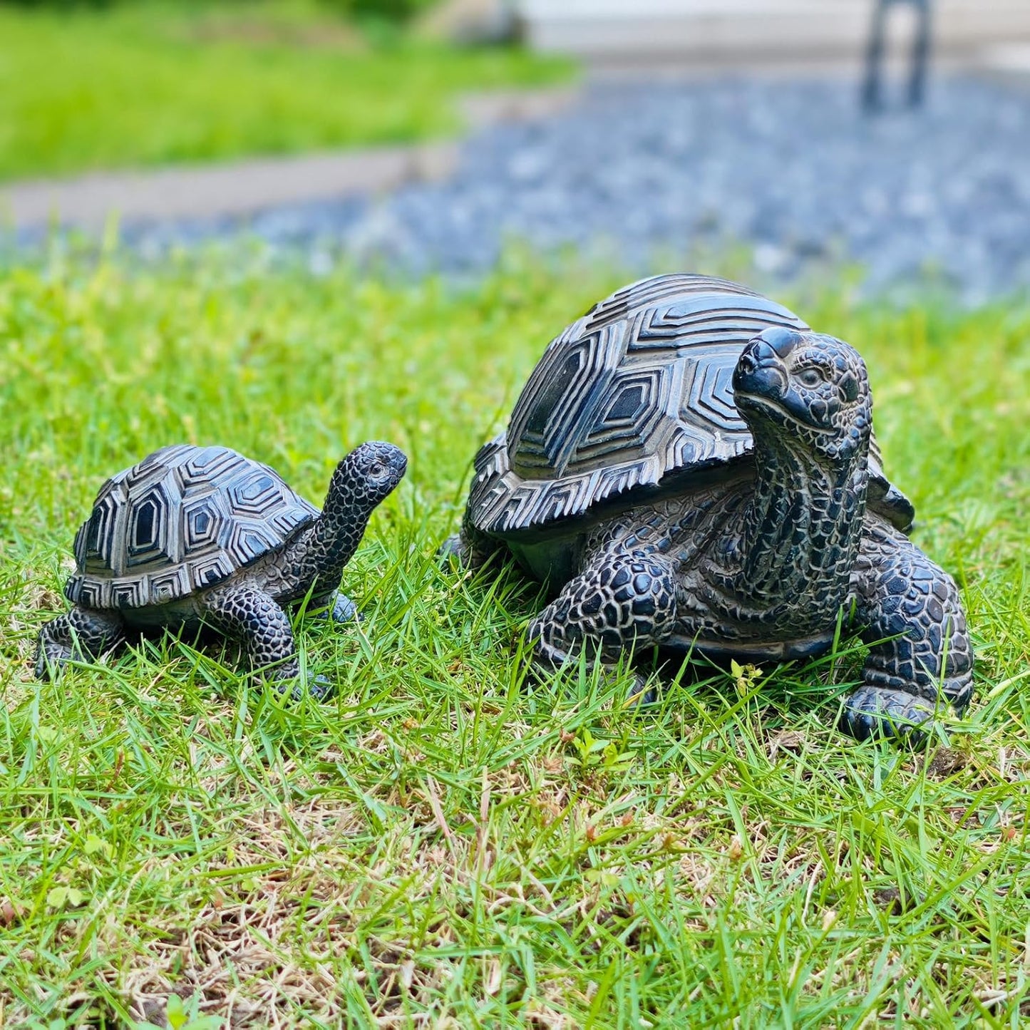 2 Pcs Turtle Outdoor Statue Tortoise Garden Figurine Outdoor Decor Sculpture Ornament, Resin Decorations Patio Lawn Yard Housewarming Mom Gifts