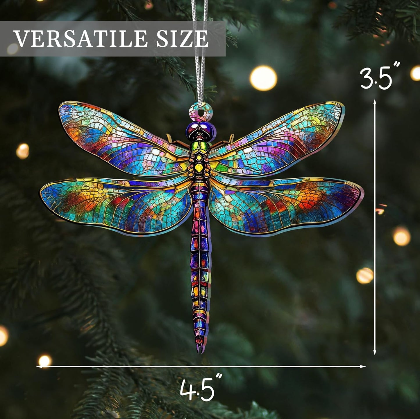 Dragonfly Gifts for Women, Dragonflies Decor Suncatcher Effect, Dragon Fly Stained Glass Effect, Dragonfly Ornaments for Christmas Tree Decoration, Birthday Gift for Mom (Radiant Prism)