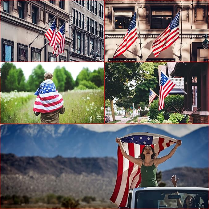 AZCOVER American Flag 2x3 FT US Flag for Outside Heavy Duty Nylon American Flags 24x36 Inch for Outdoor with Embroidered Stars Sewn Stipes and Brass Grommets