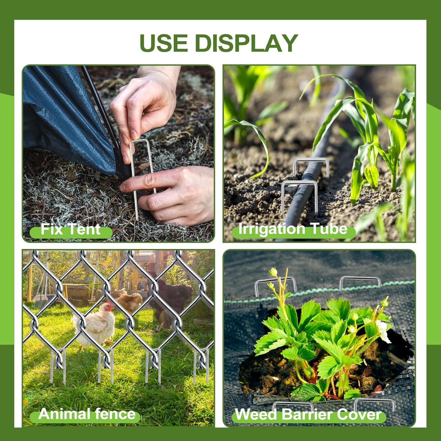 30 Pcs Galvanized Landscape Staples Metal Garden Stakes Heavy Duty for Ground Cover, U-Shaped Pins Yard Stakes Weed Barrier Fabric, Garden Hose, Drip Irrigation, 1 inch*(6+4 inch)