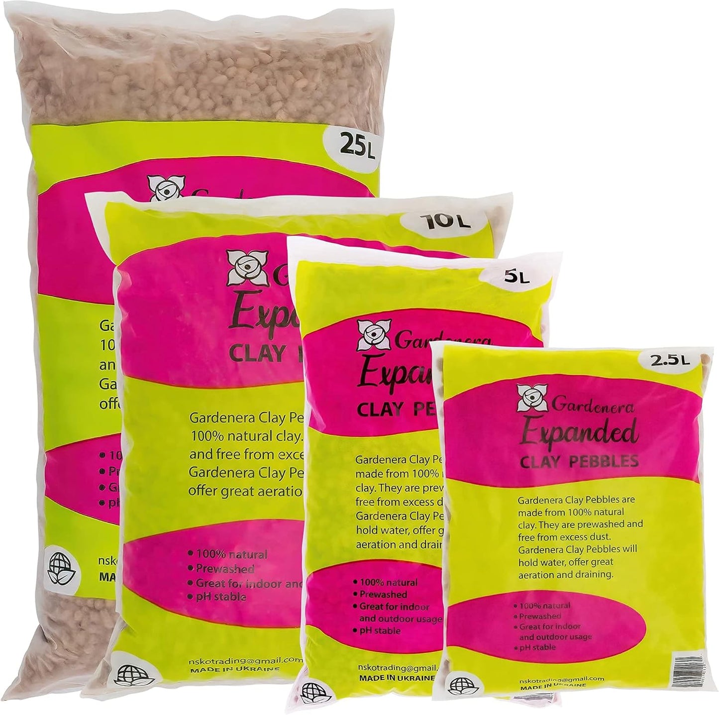 Gardenera Expanded Clay Pebbles for Plants – 4mm-16mm LECA Balls | 100% Natural Hydroton Clay for Drainage, Hydroponics, Aquaponics, Terrariums, Orchids & Indoor Plant Growing Medium - 1 Quart